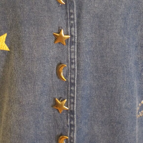 Marsha Sport denim vest with moon and star decoration  XL - Picture 2 of 7